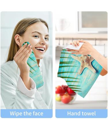 SUABO Soft Cotton Bath Washcloths Set | Starfish Palm Tree Design | Absorbent & Quick Drying | 6-Pack - Buy Online on GoSupps.com