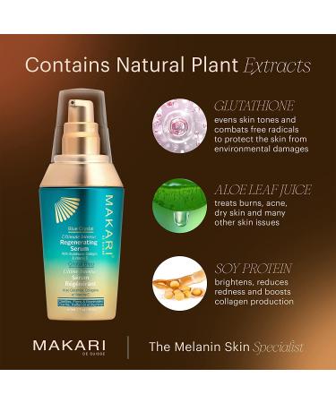 Makari Blue Regenerating Crystal Serum 1.7 OZ | Brightening & Tightening Body Serum with Natural Glutathione | Anti-Aging Dark Spot Reduction & Even Complexion - Buy Online on GoSupps.com