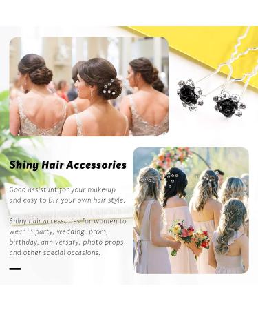 Swpeet 40Pcs Black U-Shaped Crystal Hair Pins & Clips Set - Bridal Wedding Hair Accessories with Storage Bag - Buy Online on GoSupps.com
