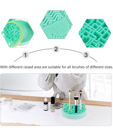 FRCOLOR Makeup Brush Storage Box & Cleaning Mat - 11x11cm Eco-Friendly Tool Stand for Brushes - Hair Brush Cleaner & Air Dry Rack in Green - Buy Online on GoSupps.com