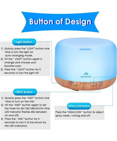 Miserwe 500ml Remote Control Essential Oil Diffuser with Timer - Waterless Auto Shut Off & Adjustable Mist for Home - Buy Online on GoSupps.com