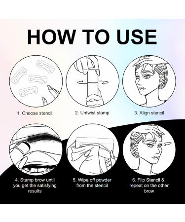 Waterproof Eyebrow Stamp Stencil Kit - 24 Stencils, Brush, Trimmer (Dark Brown) - Buy Online on GoSupps.com