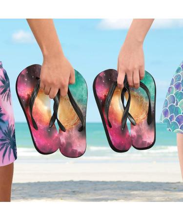 Mnsruu Universe Spiral Galaxy Flip Flops | Space Starry Sandals for Men & Women | Stylish Home Slippers for Spa & Travel - Buy Online on GoSupps.com