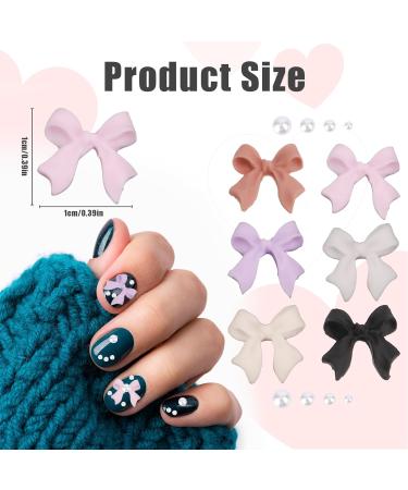 3D Bow Nail Charms 6 Colors Tiny Bow Charm with Pearl Stone Nail Design Colorful Nail Decorations for Jewelry Clothes Shoes DIY Craft - Buy Online on GoSupps.com