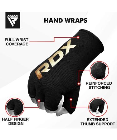 RDX Boxing Hand Wraps Inner Gloves Men Women Half Finger Black Small - Fist Protection for Muay Thai, Kickboxing, MMA - Elasticated Bandages for Speed Bag Punching Training - Buy Online on GoSupps.com
