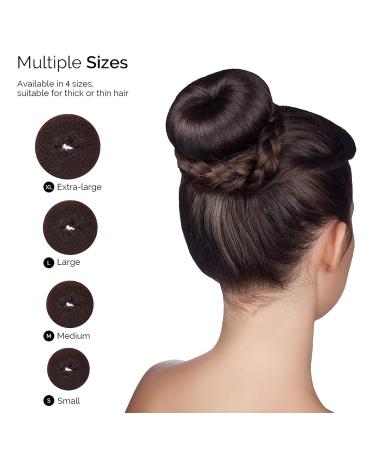 Donut Hair Bun Set - 7 Pieces 4 Sizes 10 Elastic Bands & 20 U-Shape Clips - Perfect for Elegant Hairstyles | Brown - Buy Online on GoSupps.com