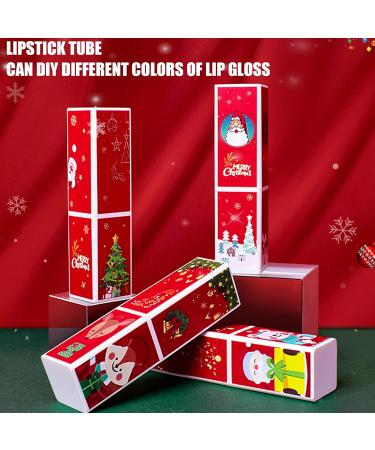 4pcs DIY Square Lipstick Tubes - Refillable Empty Lip Gloss Containers - Christmas Style for DIY Cosmetics - Buy Online on GoSupps.com