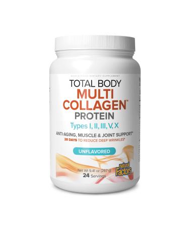 Natural Factors Total Body Multi Collagen Protein, 5-Collagen Blend with Hyaluronic Acid, Biotin, L-Glutamine and L-Tryptophan, Unflavored, 9.41 Oz