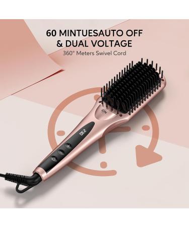 Terviiiix Hair Smoothing Brush - Negative-Ion Ceramic Glazing Brush for All Hair Types | Dual Voltage | 16 Temp Settings | Auto-Off Technology - Buy Online on GoSupps.com
