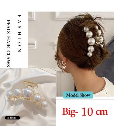 3PCS Pearl Hair Claw Clips Large Pearl Hair Clips for Thick Hair or Fine Hair Non-Slip Hair Clips Hair Accessories for Women and Girls - Buy Online on GoSupps.com