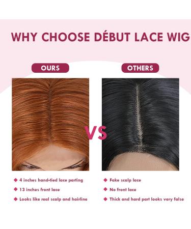 Ginger Brown 26 Inch Wavy Lace Front Synthetic Wig for Women - Hand Tied, Preplucked Hairline, High Temperature - Body Wave Natural Curls - Buy Online on GoSupps.com