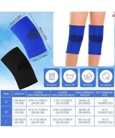 2 Pairs Kids Knee Compression Sleeves - Child Knee Support for Basketball, Volleyball, Gymnastics - Black and Blue (Small) - Buy Online on GoSupps.com