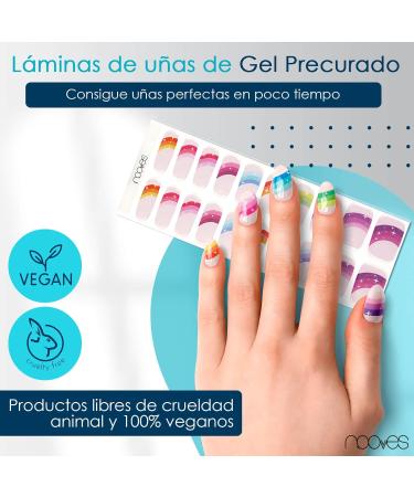  NOOVES NOOVES Rainbow Star Nail Gel Sheets - 20 Sheets - Nail Art - Semi-Hardened Premium Nail Polish - 1 Nail File and 1 Orange Stick - Vegan - Buy Online on GoSupps.com
