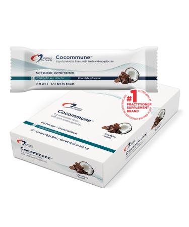 Designs for Health Cocommune (12 Count) | Prebiotic Fiber Bar with 8 g Fiber to Support Gut Health Digestion & Microbiome Balance Vegan Dairy-Free Soy-Free Non-GMO