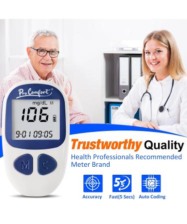 Pro Comfort Blood Glucose Monitor Kit - 100 Test Strips - 100 Lancets - for Diabetes Care - Buy Online on GoSupps.com