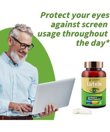 SUWENY Lutein Eye Vitamins Supplement for Adults - 90 Capsules Supports Eye Health with Zeaxanthin Zinc Vitamins C & E Vegan Formula for Blue Light Protection & Macular Support (1) - Buy Online on GoSupps.com