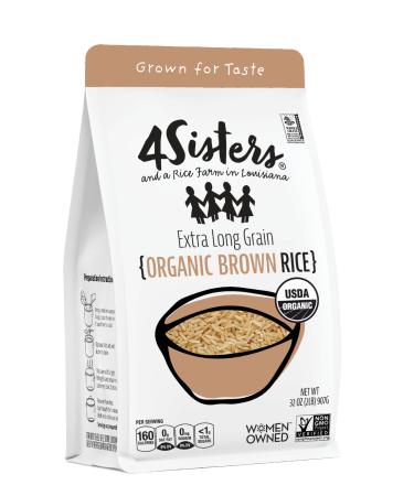 4 Sisters Long Grain Brown Rice - Organic - USA Grown - Sustainably Farmed - Farm to Table - Women Owned -2lb