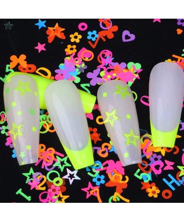 Luminous 3D Nail Art Sequins - Butterfly Flowers Stars Heart Letters Design | Holographic Acrylic Glitter for False Nails & Manicure Confetti Kit - Buy Online on GoSupps.com