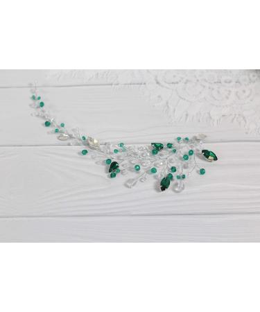 Kercisbeauty Green Headpiece for Brides Wedding Bridal Headband Crystal Hair Accessories for Women Prom Girls Party Hairdress - Buy Online on GoSupps.com