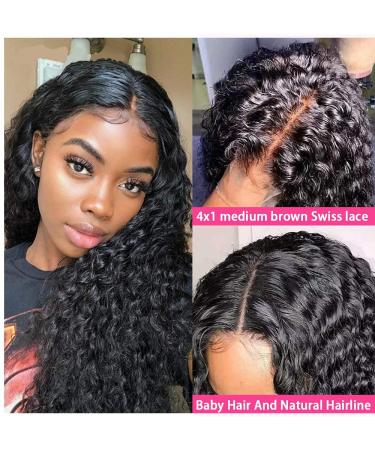 18 Inch Deep Wave Lace Front Wig Human Hair for Black Women | Pre Plucked, Glueless, Natural Black, 150% Density - Buy Online on GoSupps.com