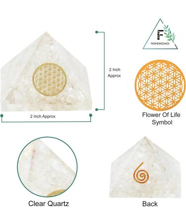 Clear Quartz Crystal Orgonite Pyramid - Energy Cleansing & Good Luck Decor 2 Handmade Natural Stone Sculpture - Buy Online on GoSupps.com