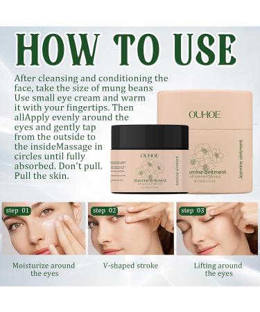 HANGGON Jasmine ointment eyes 100 ml active jasmine ointment eye cream against jasmine ointment against dark circles eye cream with collagen and aloe vera removes bags and swelling eye care for women and men - Buy Online on GoSupps.com