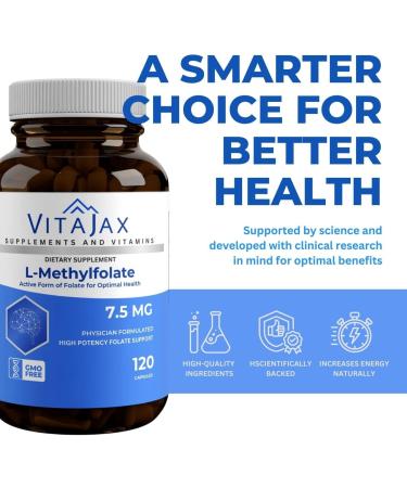L Methylfolate 7.5 mg | 120 Caps | Value Pack | Max Potency | Active Folate | Gluten Free | Methyl Folate 5-MTHF | No Filler Doctor Designed and Formulated - Buy Online on GoSupps.com