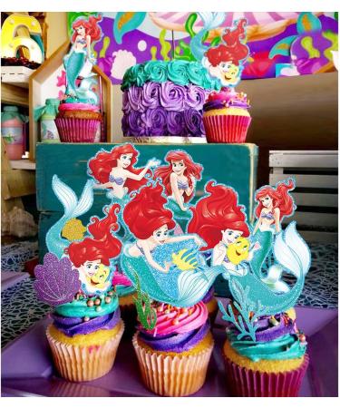 Party Supplies for Ariel Cupcake Toppers Girl Theme Birthday Brightness Supplies Favors 48 counts - Buy Online on GoSupps.com