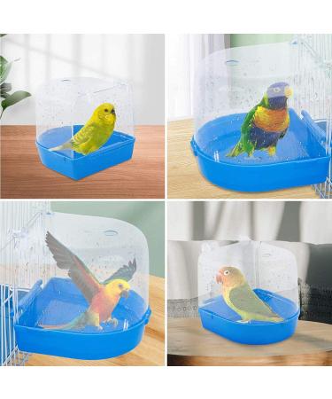 OOTDTY Bird Bath Box - Bird Cage Accessory for Small Birds - Blue Parakeet Bathing Tub with Water Injector - Buy Online on GoSupps.com
