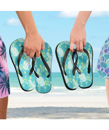 Mnsruu XL Flip-Flops with Yellow Flower Pattern & Green Rabbits - Perfect for Home Hotel Spa & Travel - Unisex Comfort - Buy Online on GoSupps.com