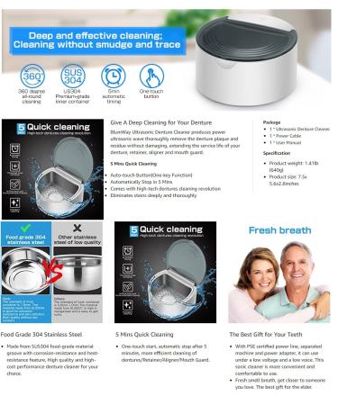 Professional Portable Ultrasonic Denture Cleaner - Efficient Stain Removal for False Teeth & Braces - Buy Online on GoSupps.com