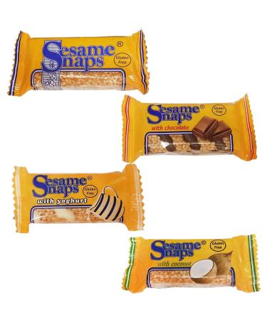 Sesame Snaps Snack Pick N Mix - Choose From Bar with 4 Flavours - Snaps Chocolate Yoghurt Coconut | Pack of 12 x 30g (Each of 3) 30 g (Pack of 12)