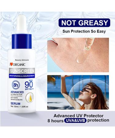 Vitamin E Sunscreen Serum Sunscreen SPF 90PA+++ Anti-Aging Repair Sunburn Essence Moisturizing Sunscreen Skin Care for Reduces Redness & Improves Skin Advanced UV Protector Lotion - 50ml - Buy Online on GoSupps.com