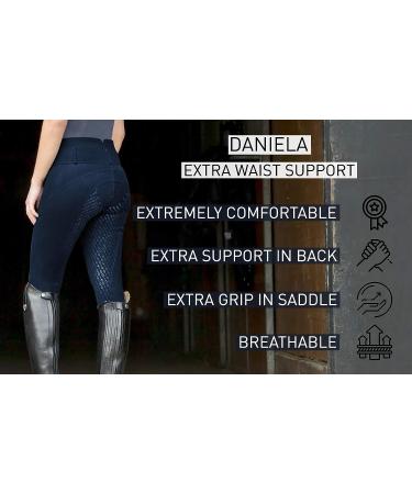 HORZE Daniela Silicone Grip Full Seat Breeches | High Waist Equestrian Riding Pants Black 34 - Buy Online on GoSupps.com