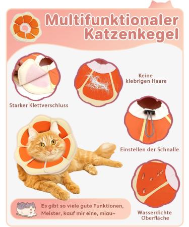 Supet Rewriter Cat Adjustable Hen Collar - Post-Surgery Recovery Cone (Grapefruit) | Comfortable Healing Solution for Cats (Neck: 14-23cm) - Buy Online on GoSupps.com