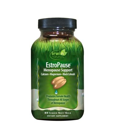 Irwin Naturals EstroPause Menopause & Women's Health Support Supplement - Powerful Herbal & Mineral Blend with Calcium Magnesium Black Cohosh Chaste Tree - Enhanced Absorption - 80 Liquid Softgels