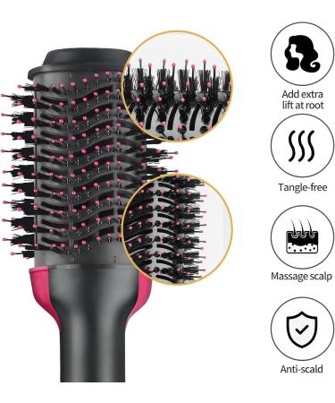 Round Ionic Hair Brush Dryer - 4 in 1 Hot Air Brush for Smooth Frizz-Free Blowout | Pink - Buy Online on GoSupps.com