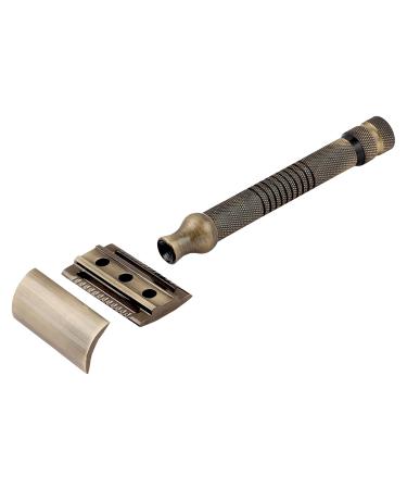 Pearl Double Edge Safety Razor - Eco-Friendly Men's Shaving Kit | Premium Close Comb Reusable Razor | Perfect Father's Day Gift (Antique Brass - Buy Online on GoSupps.com