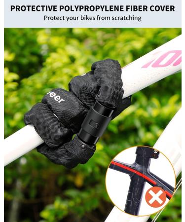 Sportne High-Safety Bicycle Lock - 8mm Hardened Steel Chain Lock for Motorcycle Bike Door Fence Grill & Scooter - Includes 2 Keys - Black 100cm - Buy Online on GoSupps.com