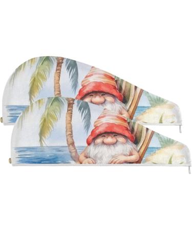 Beach Vacation Dwarf Hair Towel 2 Pack - Super Absorbent Quick Dry Hair Turbans for Women & Girls - Buy Online on GoSupps.com