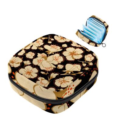 Portable women's binding-up bags menstrual cup pocket female menstrual pads bags for teenage girls tampons for the first period gold-colored flower patterns