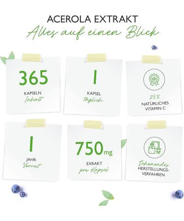 Acerola Capsules - Premium Natural Vitamin C - 750mg x 365 Capsules - Vegan No Additives Lab Tested - 12 Month Supply - Buy Online on GoSupps.com