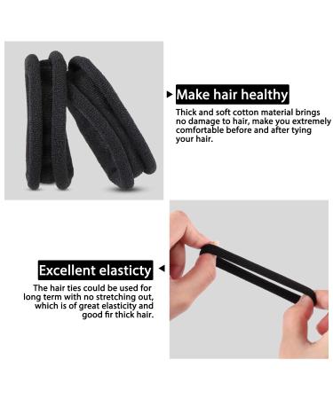 100 Pieces Seamless Cotton Hair Ties for Thick Hair - Elastic Ponytail Holders & Headbands - No Kinking Hair Accessories (Black) - Buy Online on GoSupps.com
