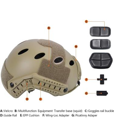 Tongcamo Military Helmet Airsoft Helmet and Mask Tactical Bump Helmet Fast PJ Tape for Men Multicam Military Sports Sand - Buy Online on GoSupps.com