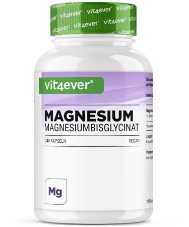 Magnesium -bisglycinat - 240 capsules - Premium: chelated magnesium - 155 mg elementary magnesium per capsule - laboratory test - vegan - high -dose 240 pieces (1 Pack)