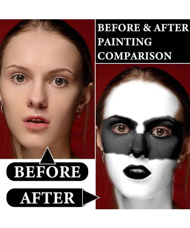 Black & White Face Body Paint Set | Oil-Based Halloween Makeup Kit for Clown & Zombie Cosplay | Includes 2 Brushes & Palette - Buy Online on GoSupps.com