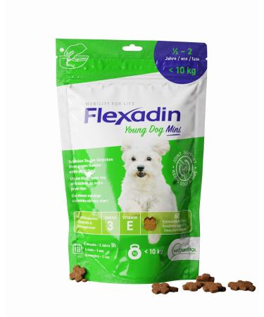 Flexadin ® Young Dog Mini | For healthy joints in young dogs up to 10 kg | With glucosamine, chondroitin, omega-3 and devil's claw – 60 joint treats