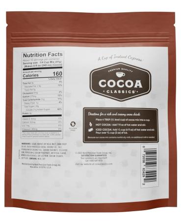 Cocoa Classics M lange de cacao supr me au chocolat fabriqu avec du lait sans graisse il suffit d'ajouter de l'eau chaude sans gluten et casher compatible avec le lait sac de 420 ml (lot de 1) - Buy Online on GoSupps.com
