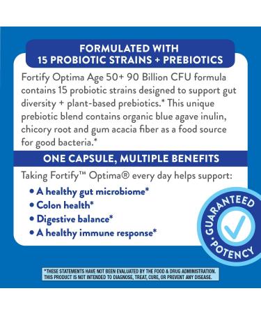 Natureâ€™s Way Fortify Optima 50+ Probiotic - 90 Billion CFU, 15 Strains, Prebiotic, 30 Capsules - Buy Online on GoSupps.com
