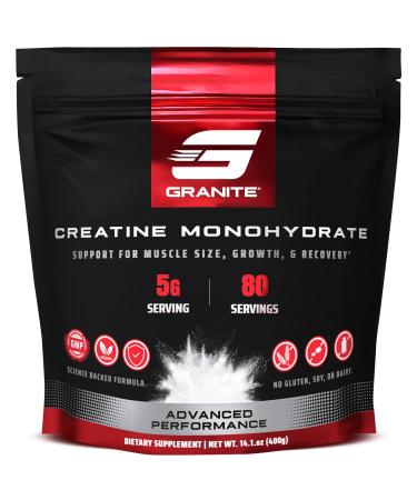 Granite Creatine Monohydrate Supports Strength Endurance & Muscle Recovery Creatine for Men & Women Soy-Free Dairy-Free Gluten-Free (80 Servings)